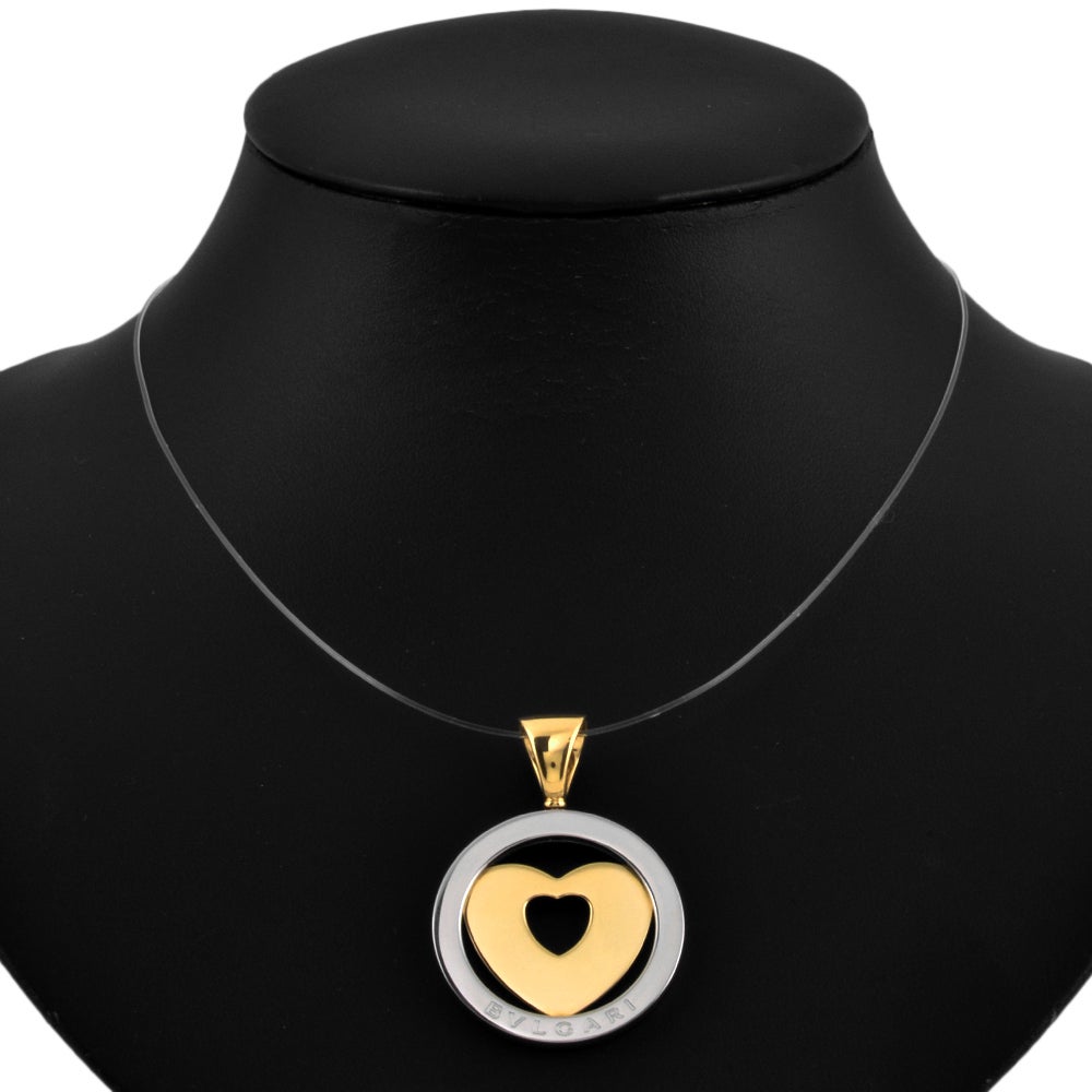 ブルガリ BVLGARI トンド ハート ペンダントトップ YG×SSg K18【中古