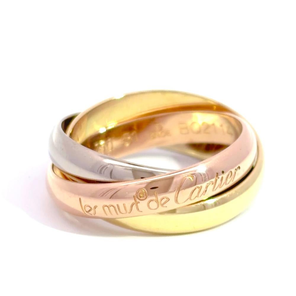 カルティエ Cartier トリニティMM リング 指輪 #51 K18YG 7.8g K18PG