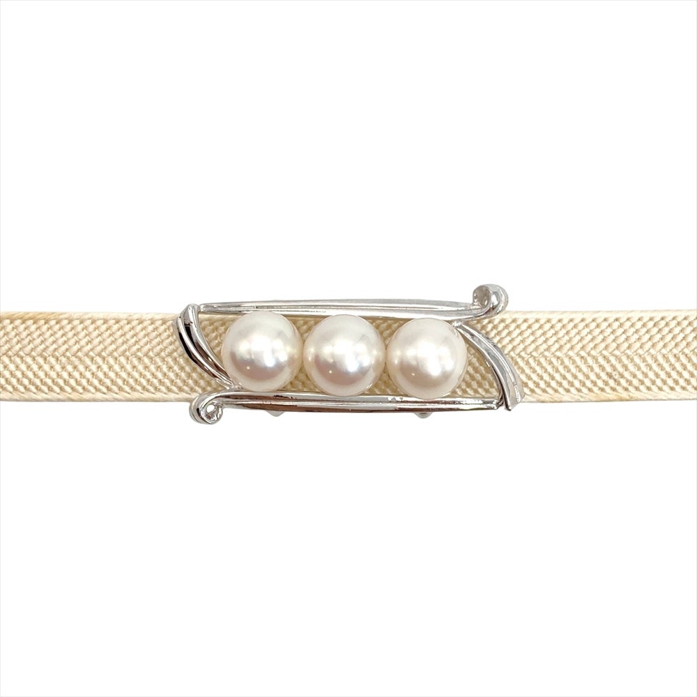 ミキモト MIKIMOTO パール 帯留め 帯締め付き 和装小物 シルバー