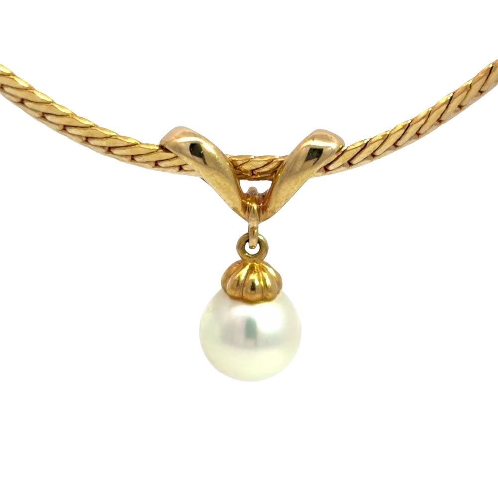 ミキモト MIKIMOTO パール 7.2mm チョーカー ネックレス K18YG 11.3g