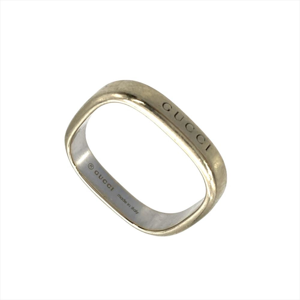 グッチ GUCCI スクエア リング 指輪 約14.5号 K18WG 4.6g #13 ホワイト