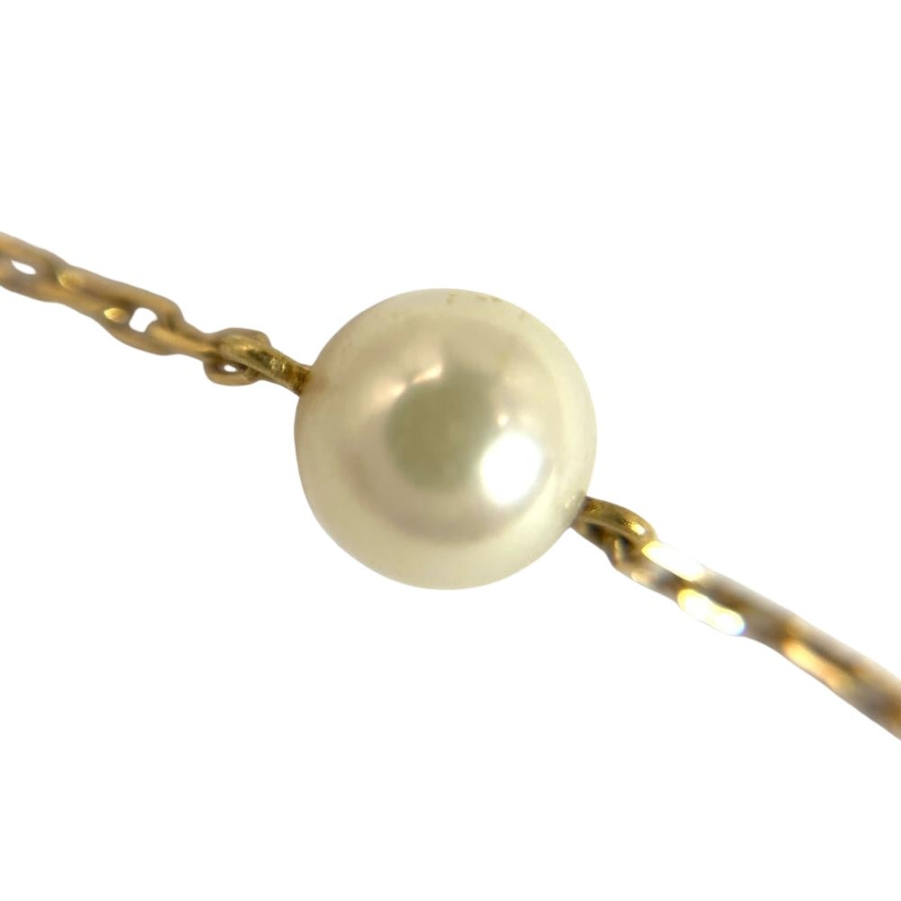 ミキモト K18 ゴールド パール コンビ ステーションネックレス ミキモト MIKIMOTO ステーションネックレス パール4.6mm-6.0mm