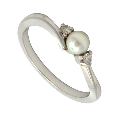 ミキモト MIKIMOTO ベビーパール リング 指輪 ダイヤモンド 約11号 