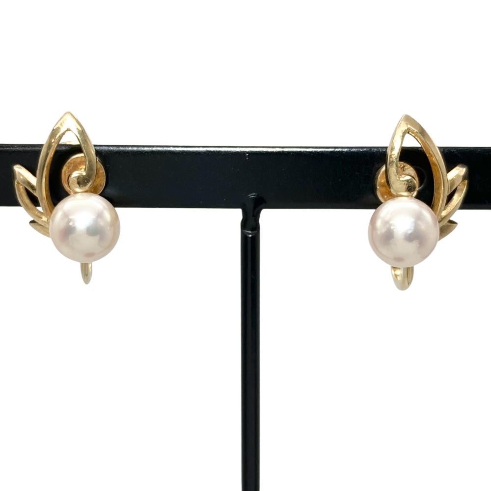 ミキモト MIKIMOTO パール イヤリング ダイヤモンド K18WG 5.6g アコヤ