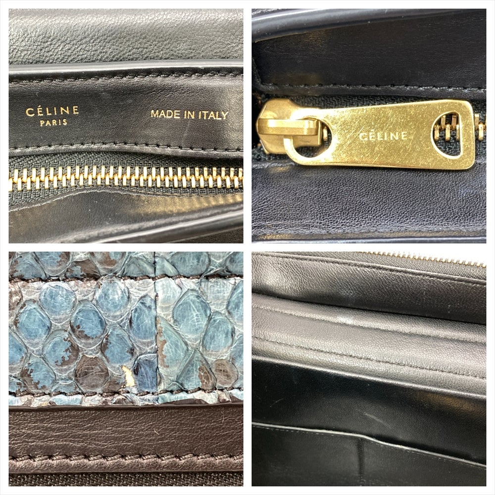 セリーヌ CELINE トラペーズ ショルダーバッグ 2WAY レザー ブルー