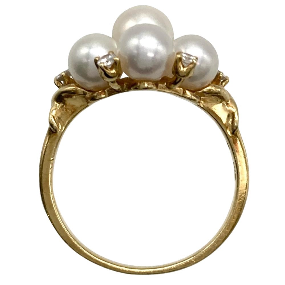 (★B061602) MIKIMOTO ミキモト リング パール ダイヤモンド ミキモト MIKIMOTO パール 7P リング 指輪 ダイヤモンド 約12号 K18YG