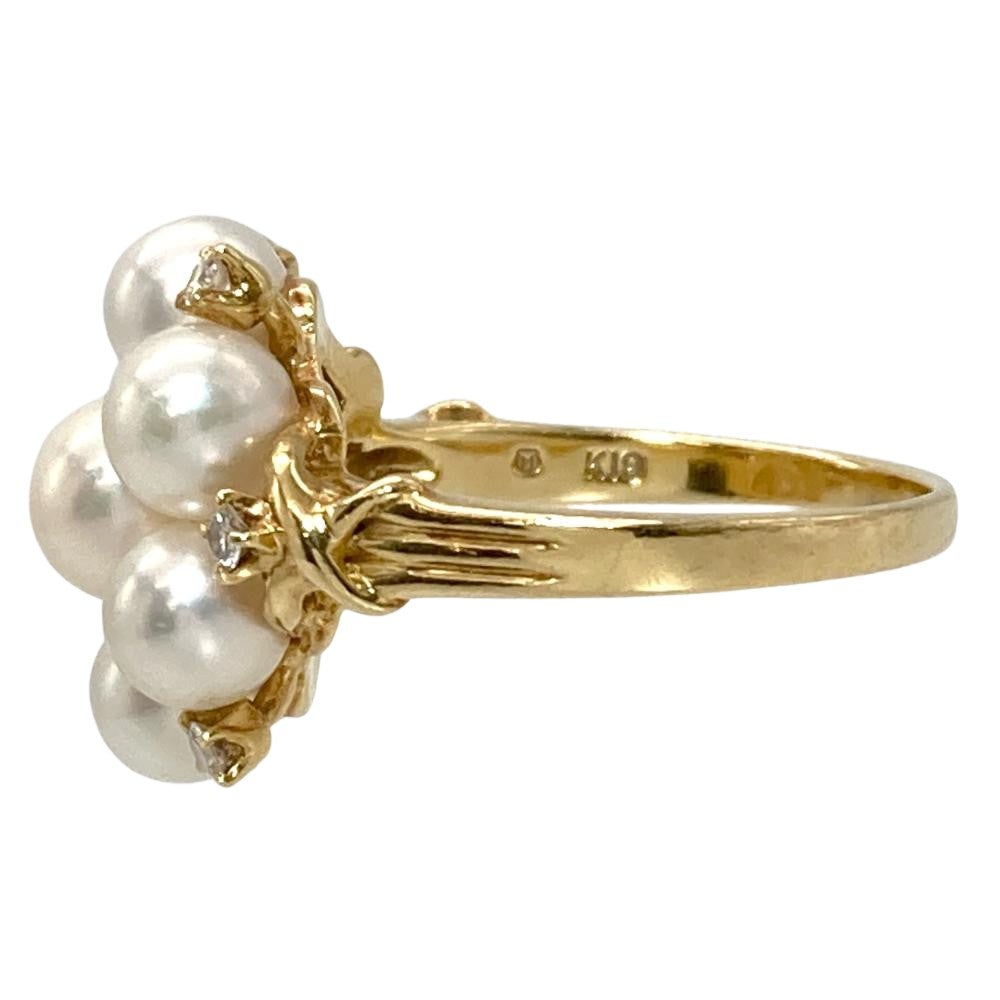 ミキモト MIKIMOTO パール 7P リング 指輪 ダイヤモンド 約12号 K18YG