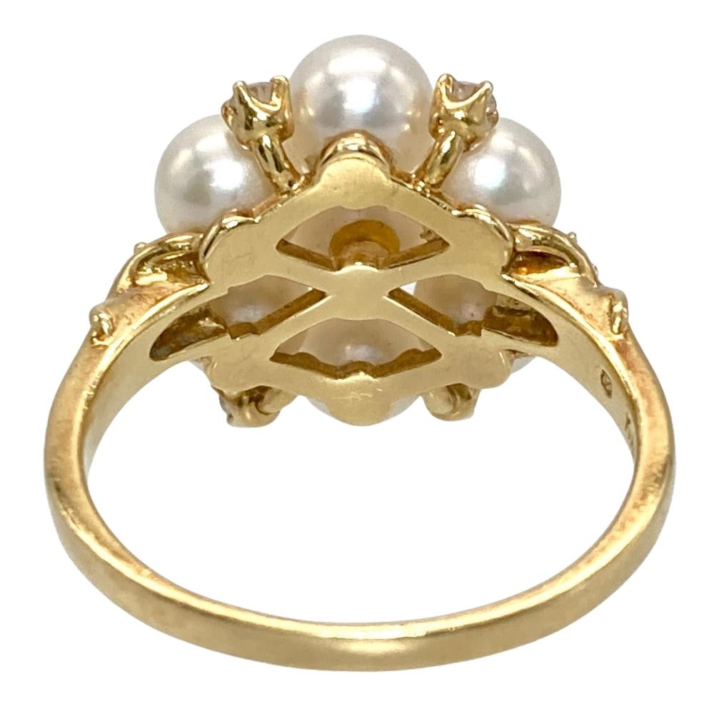 ミキモト MIKIMOTO パール 7P リング 指輪 ダイヤモンド 約12号 K18YG