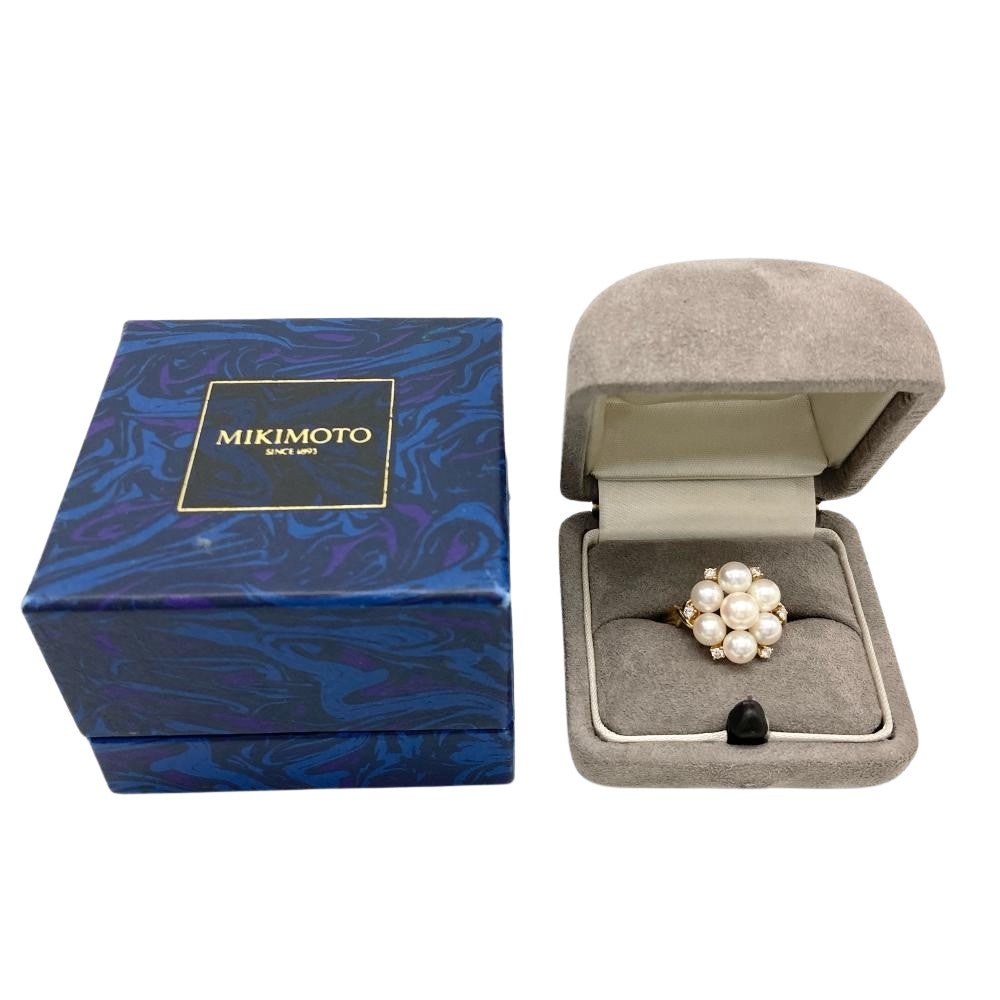 ミキモト MIKIMOTO パール 7P リング 指輪 ダイヤモンド 約12号 K18YG