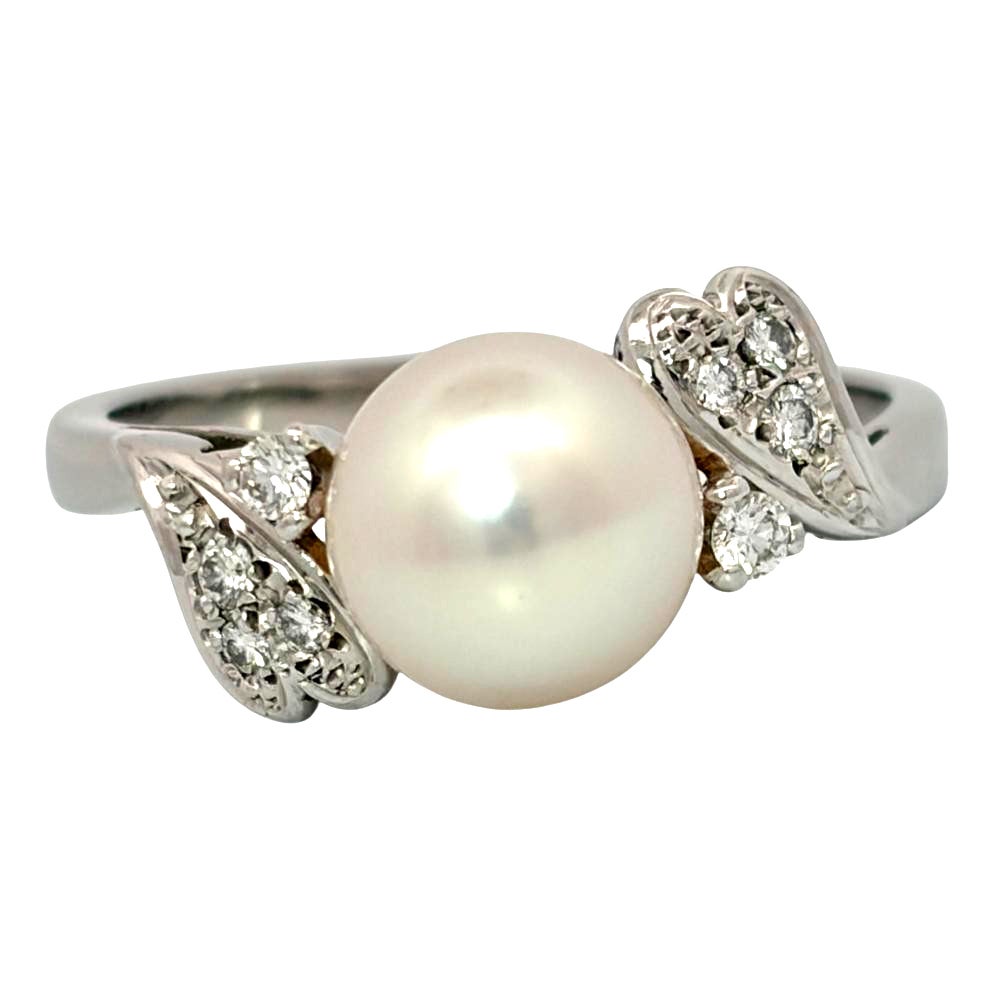 ミキモト MIKIMOTO パール 1P リング 指輪 ダイヤモンド 約15.5号