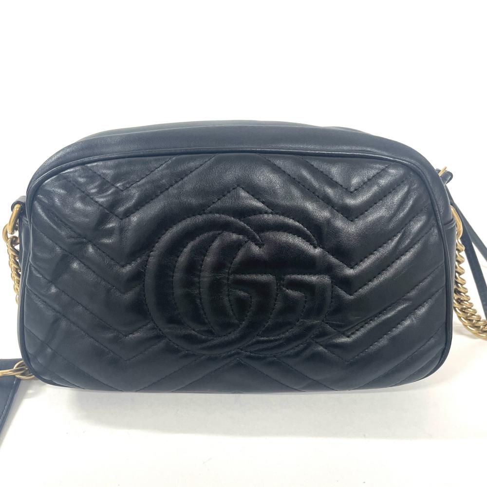 グッチ GUCCI GGマーモント ショルダーバッグ レザー 446744 ブラック