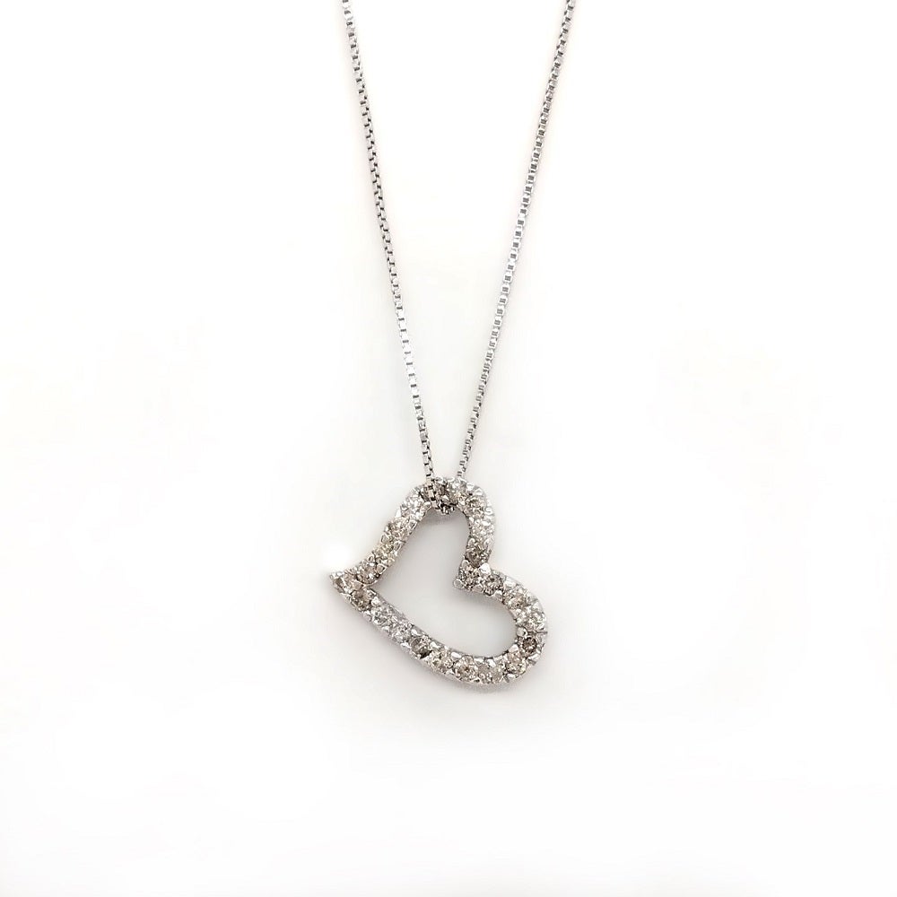 ツツミ TUTUMI ハートモチーフ ネックレス ダイヤモンド 0.20ct K14WG