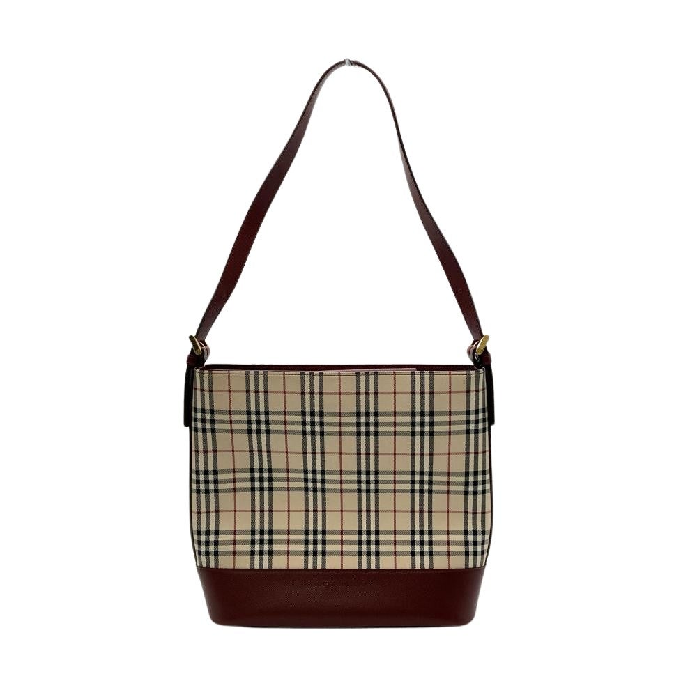 バーバリー BURBERRY ノバチェック ショルダーバッグ ボルドー