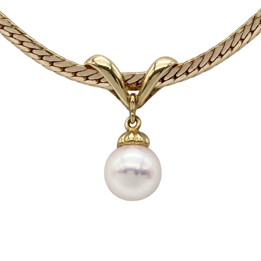 ミキモト MIKIMOTO パール 7.2mm チョーカー ネックレス K18YG 11.3g