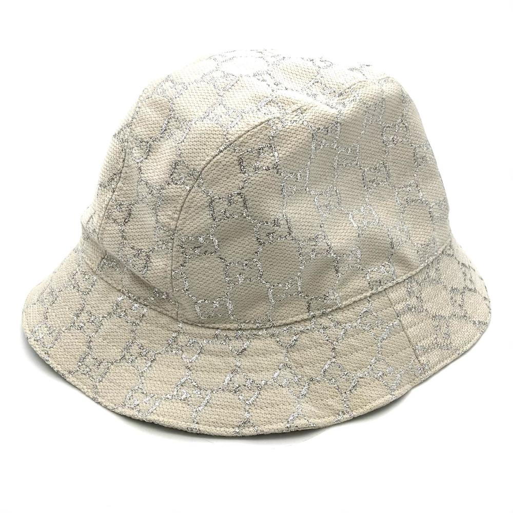【美品】GUCCI ラメ　バゲットハット631951 ベージュ グッチ GUCCI GGラメ バケット ハット 631951 ベージュ S 56cm