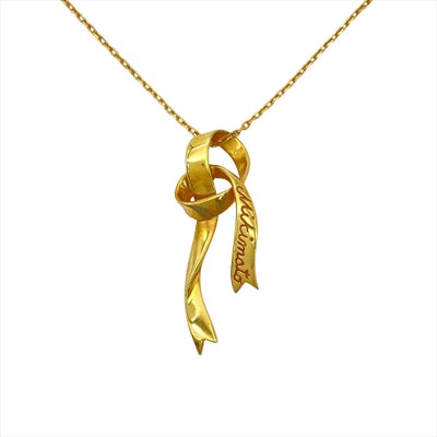 ミキモト MIKIMOTO リボンモチーフ ネックレス K18YG 5.7g イエロー 