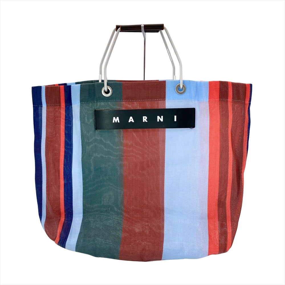 マルニ MARNI フラワーカフェ ストライプ トートバッグ ナイロン