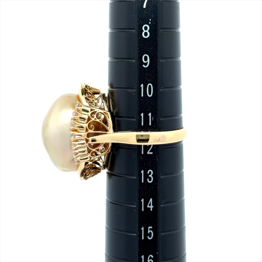ミキモト MIKIMOTO パール 17mm リング 指輪 ダイヤモンド 0.14ct 約
