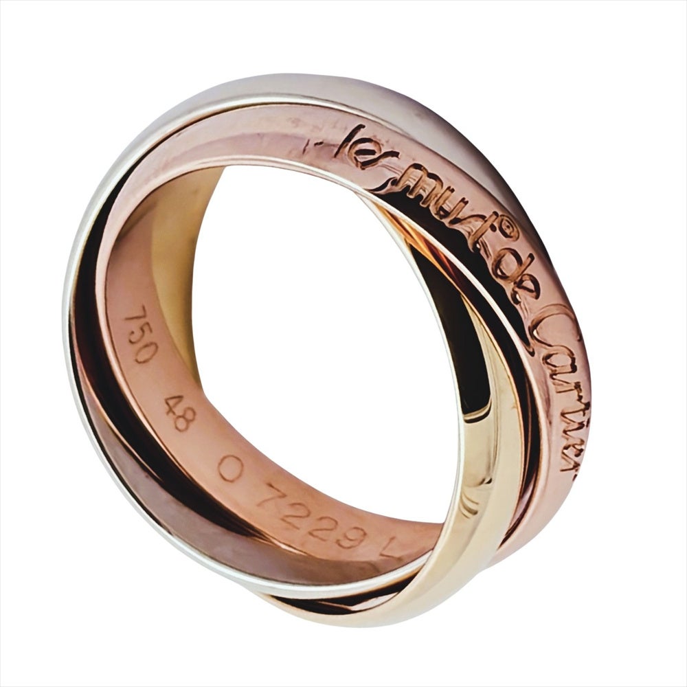 カルティエ Cartier トリニティ リング 指輪 #48 K18YG 6.6g K18PG