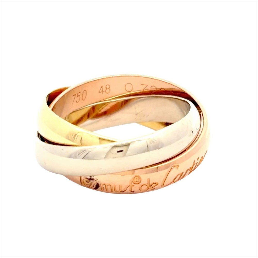 カルティエ Cartier トリニティ リング 指輪 #48 K18YG 6.6g K18PG