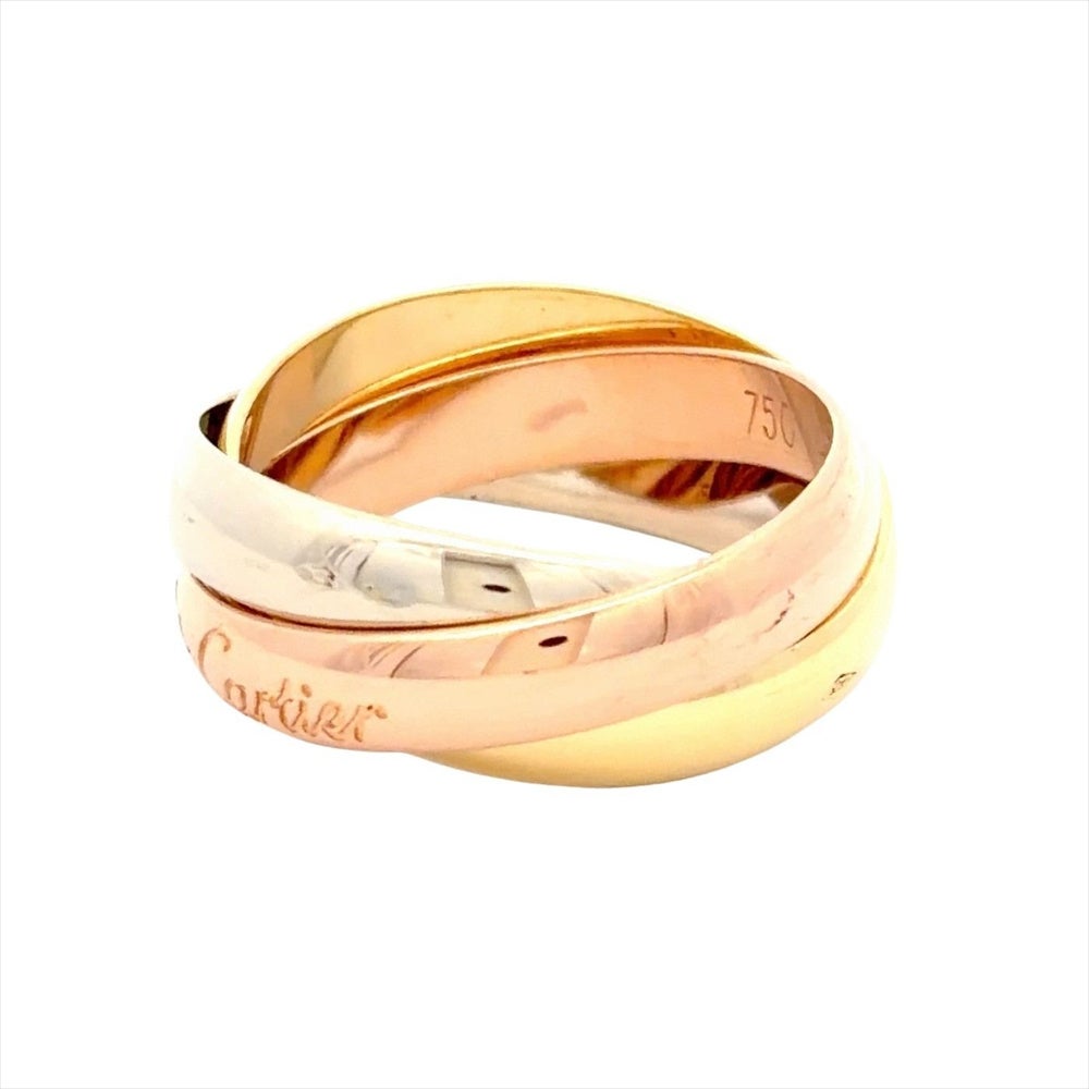 カルティエ　Cartier トリニティ　リング　WG カルティエ Cartier トリニティ リング 指輪 #48 K18YG 6.6g K18PG
