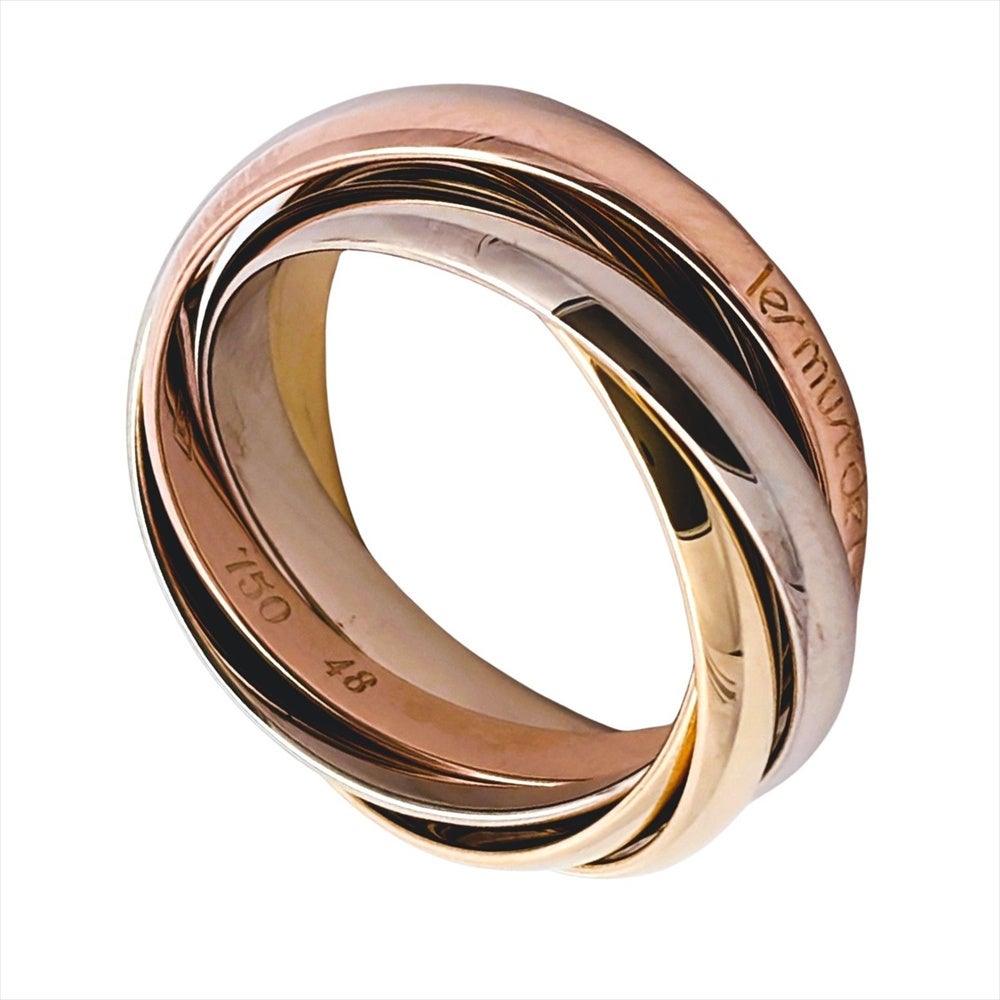 カルティエ Cartier トリニティ 5連 リング 指輪 #48 K18YG 7.5g K18PG