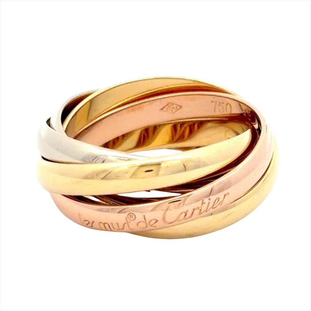 カルティエ Cartier トリニティ 5連 リング 指輪 #48 K18YG 7.5g K18PG