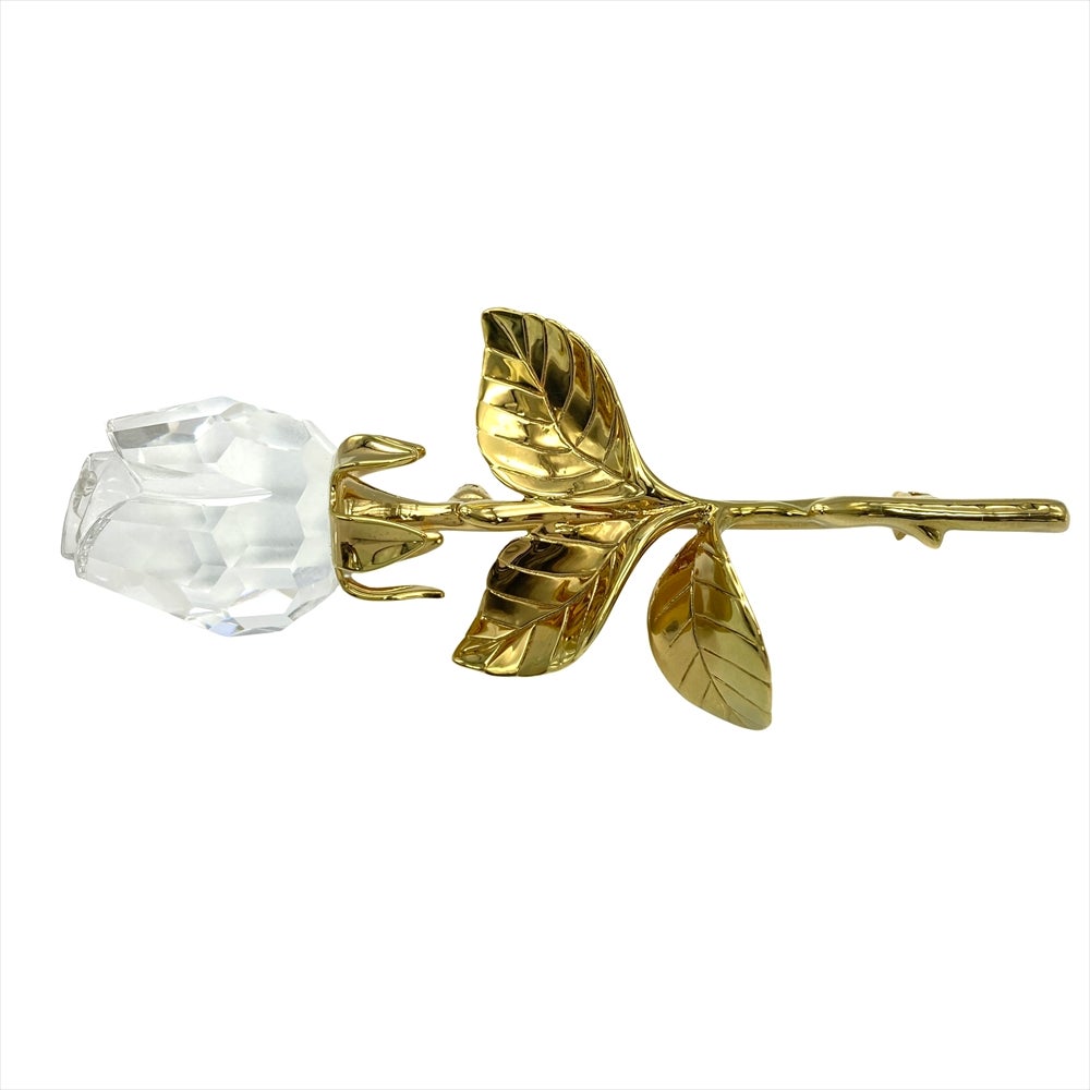 スワロフスキー SWAROVSKI クリスタル ローズ バラ ブローチ メタル