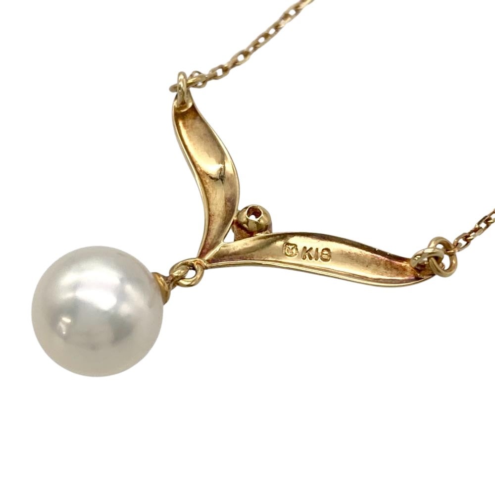 ミキモト MIKIMOTO パール 1P スイング ネックレス ダイヤモンド K18YG