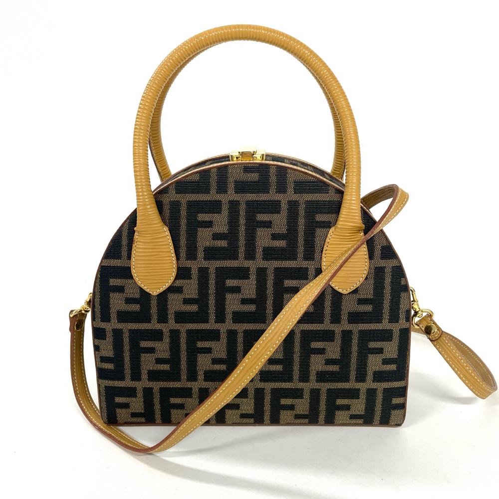 フェンディ FENDI ズッカ ハンドバッグ 2WAY キャンバス ブラウン