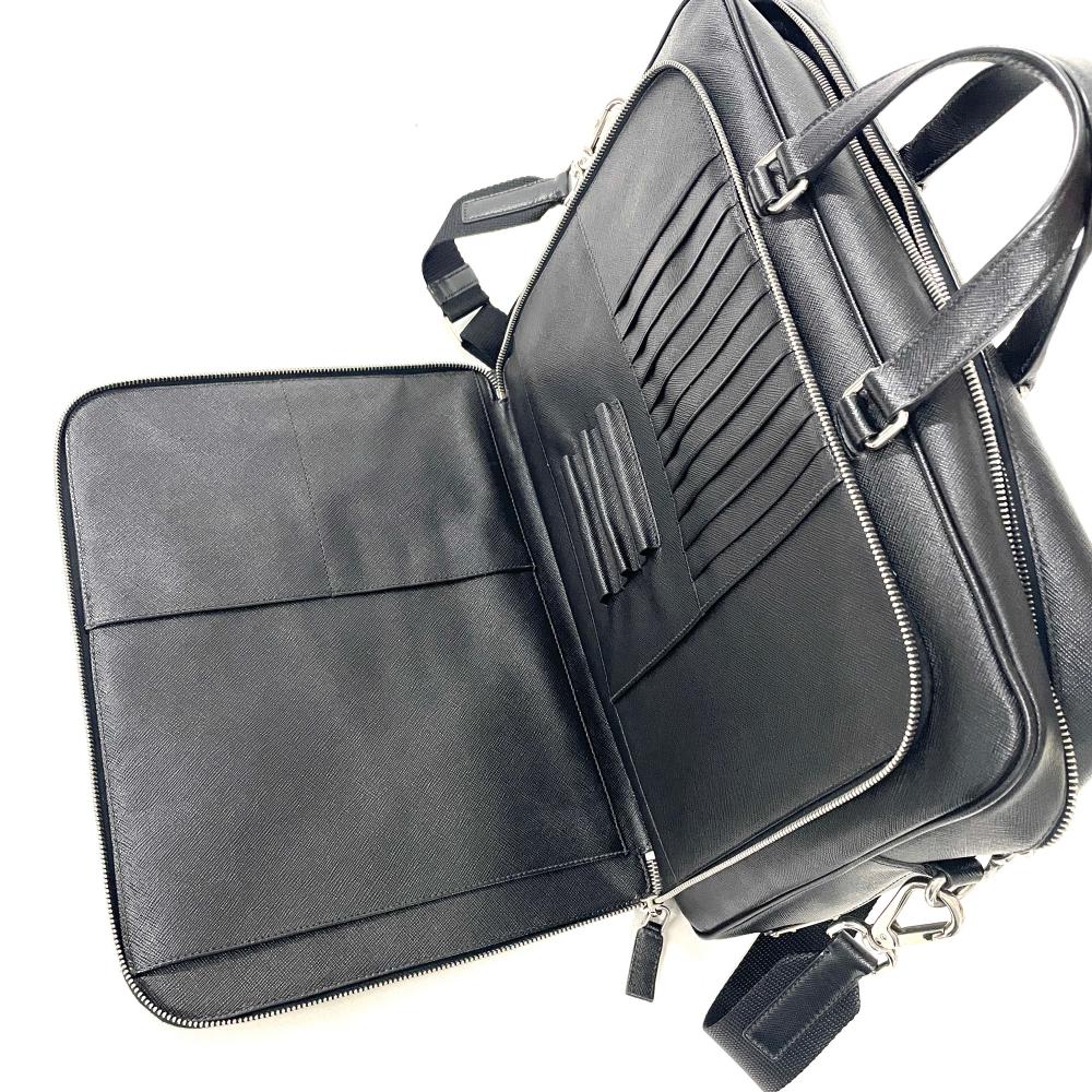 プラダ PRADA ビジネスバッグ 2WAY サフィアーノ ブラック メンズ