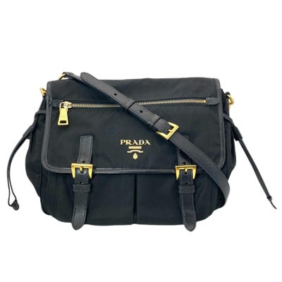 プラダ PRADA ナイロン レザー ショルダーバッグ ナイロン ブラック 