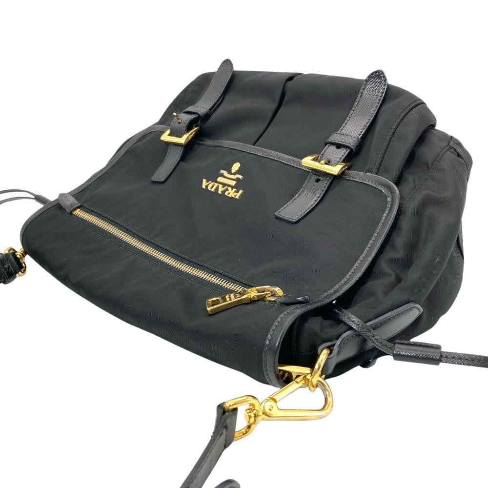 プラダ PRADA ナイロン レザー ショルダーバッグ ナイロン ブラック