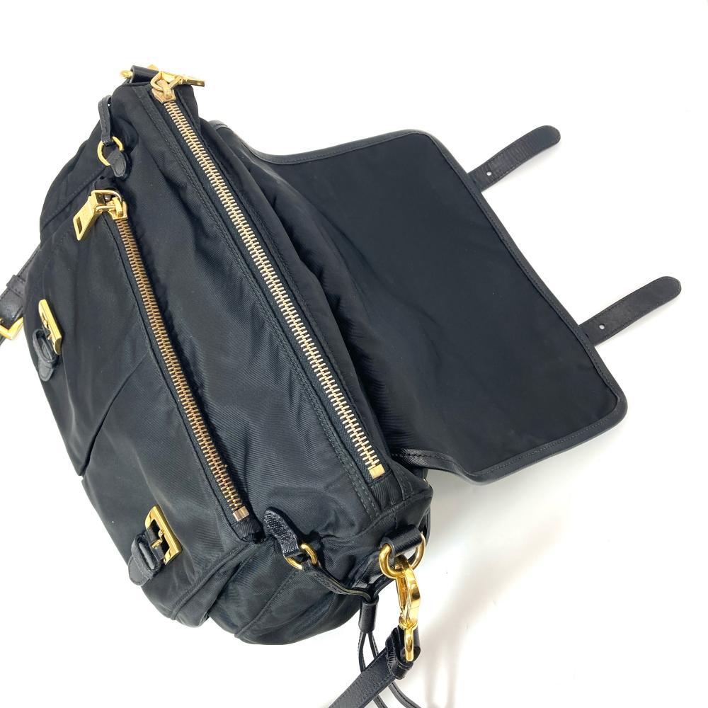 プラダ PRADA ナイロン レザー ショルダーバッグ ナイロン ブラック