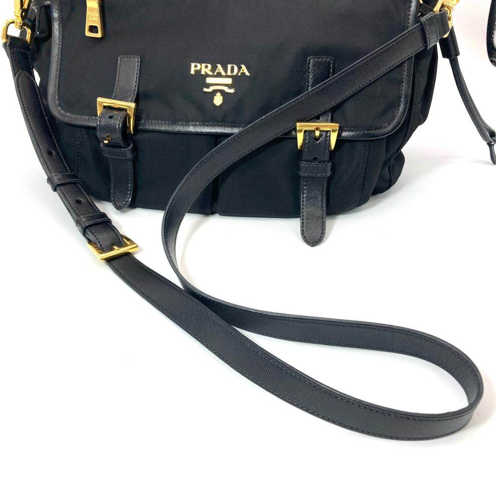 プラダ PRADA ナイロン レザー ショルダーバッグ ナイロン ブラック