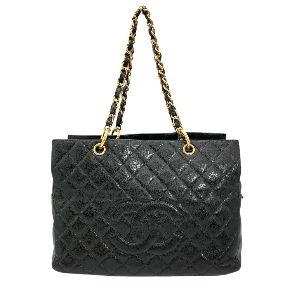チェーンショルダーバッグ ゴールド 金具 キャビアスキン ノベルティ シャネル CHANEL チェーン ショルダーバッグ キャビアスキン ブラック