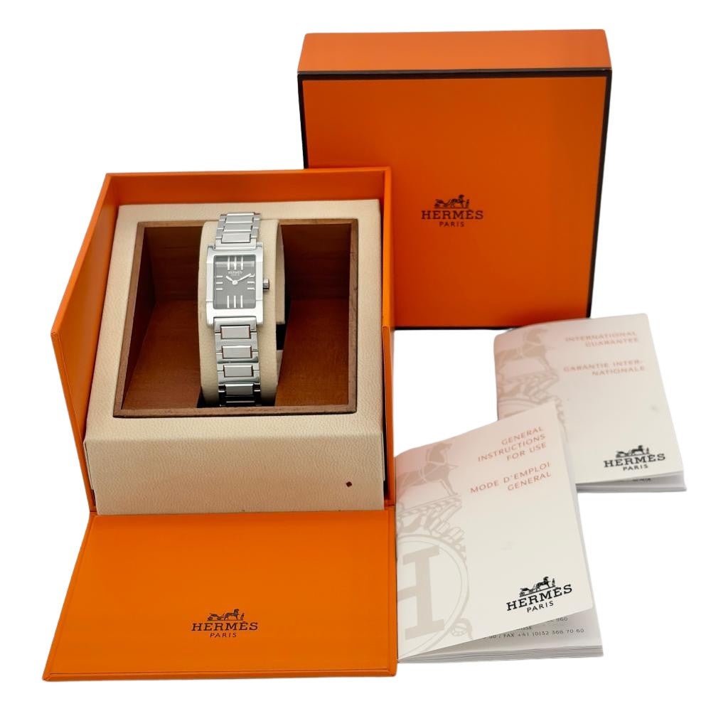 エルメス HERMES TA1.210 タンデム 腕時計 グレー文字盤 稼働品 SS