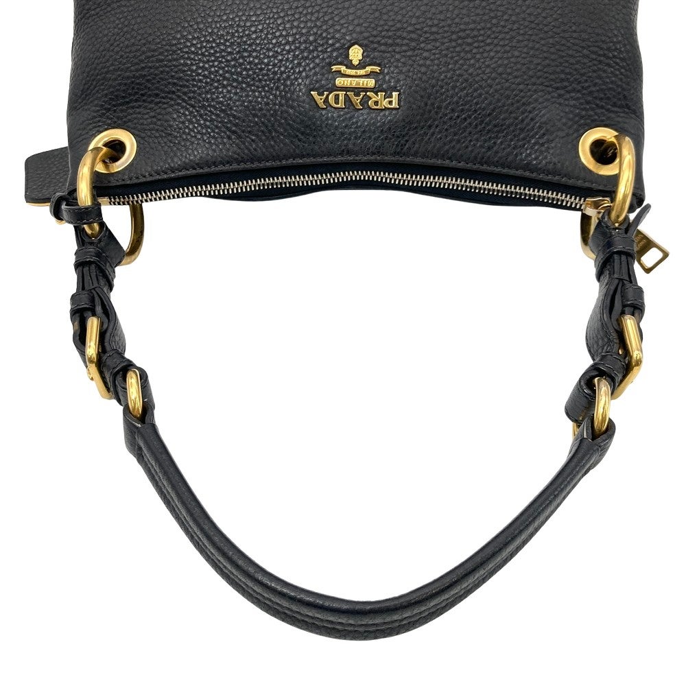 プラダ PRADA ロゴ ワンショルダー ショルダーバッグ レザー ブラック