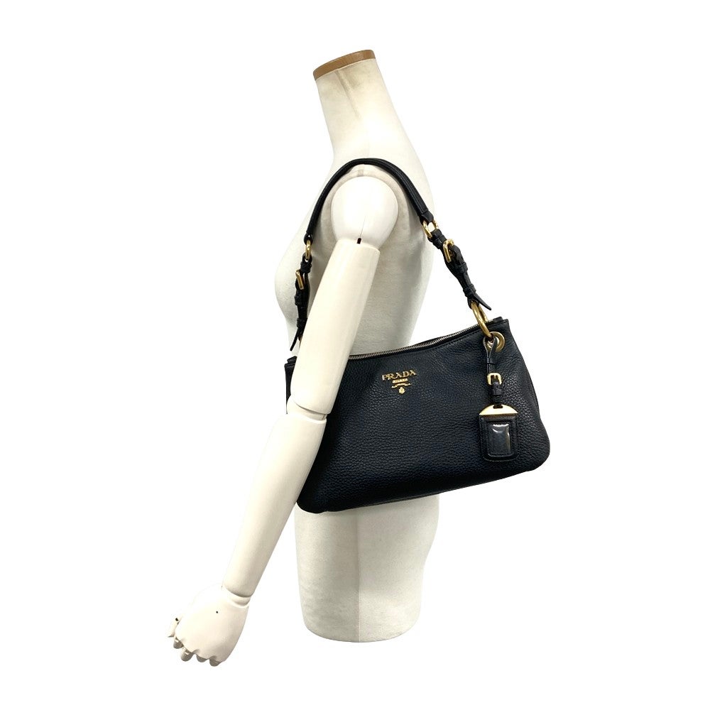 プラダ PRADA ロゴ ワンショルダー ショルダーバッグ レザー ブラック