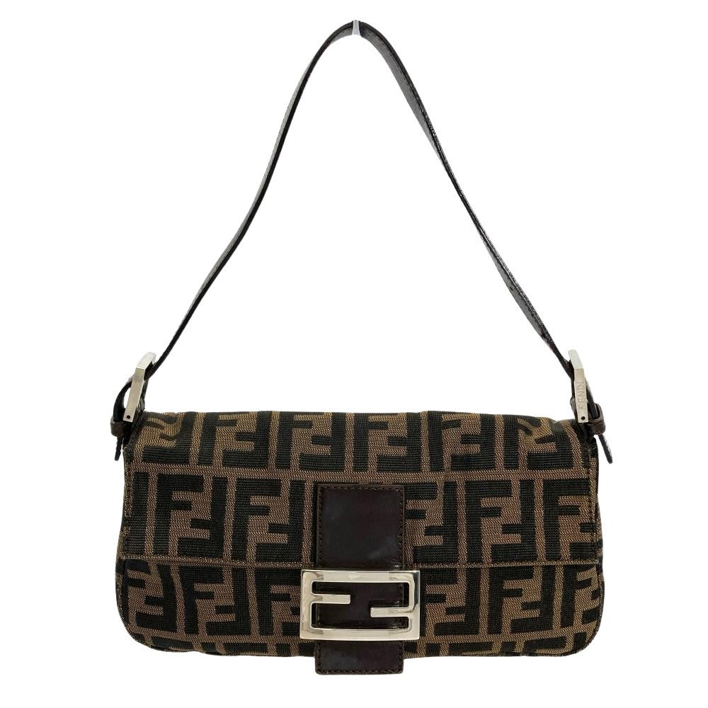 フェンディ ズッカ マンマバケット ハンドバッグ ブラウン　シルバー金具 フェンディ FENDI マンマバケット ショルダーバッグ ブラウン シルバー