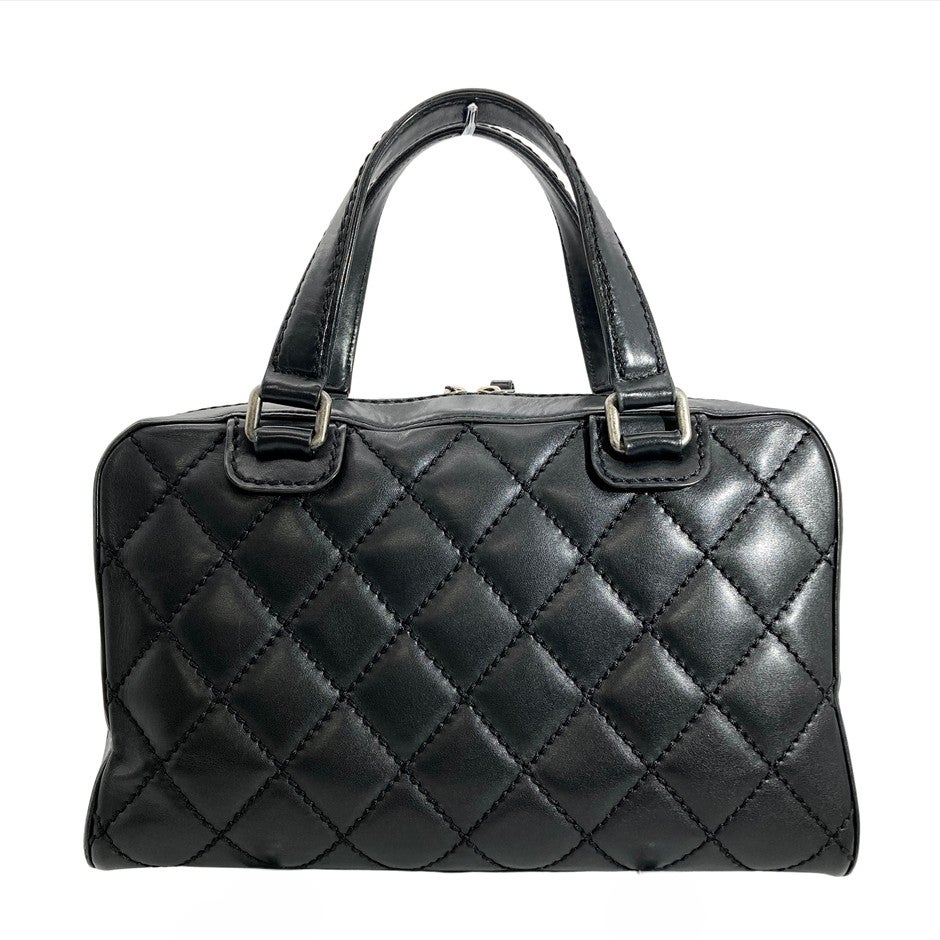 シャネル CHANEL ワイルドステッチ ハンドバッグ ブラック シルバー