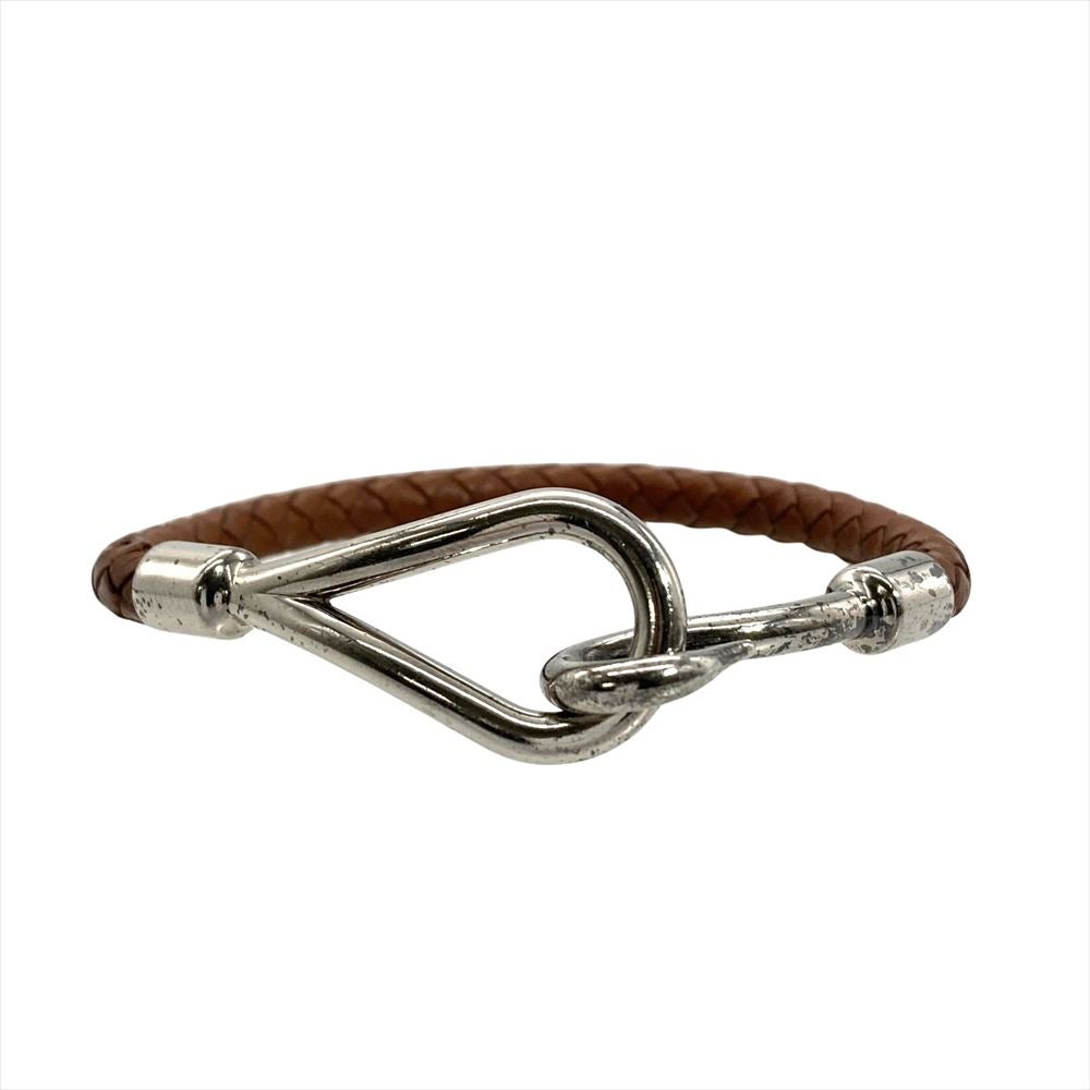 エルメス HERMES ジャンボ ブレスレット レザー ブラウン シルバー金具