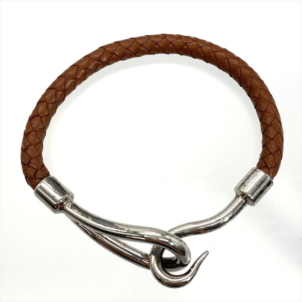 エルメス HERMES ジャンボ ブレスレット レザー ブラウン シルバー金具