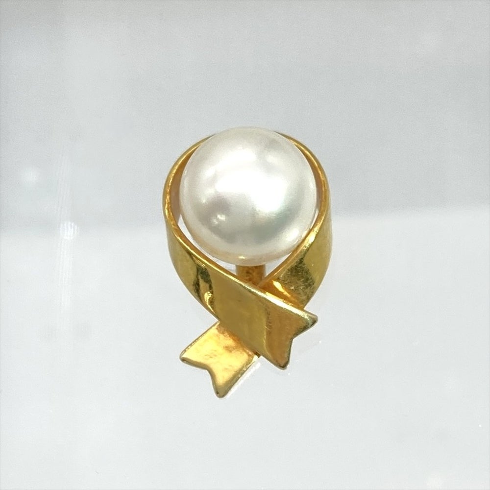 ミキモト MIKIMOTO パール 約6.8mm ピアス 真珠 K18YG 3.0g イエロー