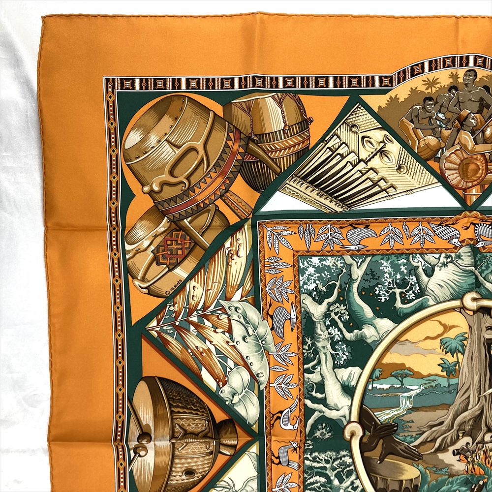 エルメス HERMES カレ90 Au son du Tam-Tam スカーフ シルク