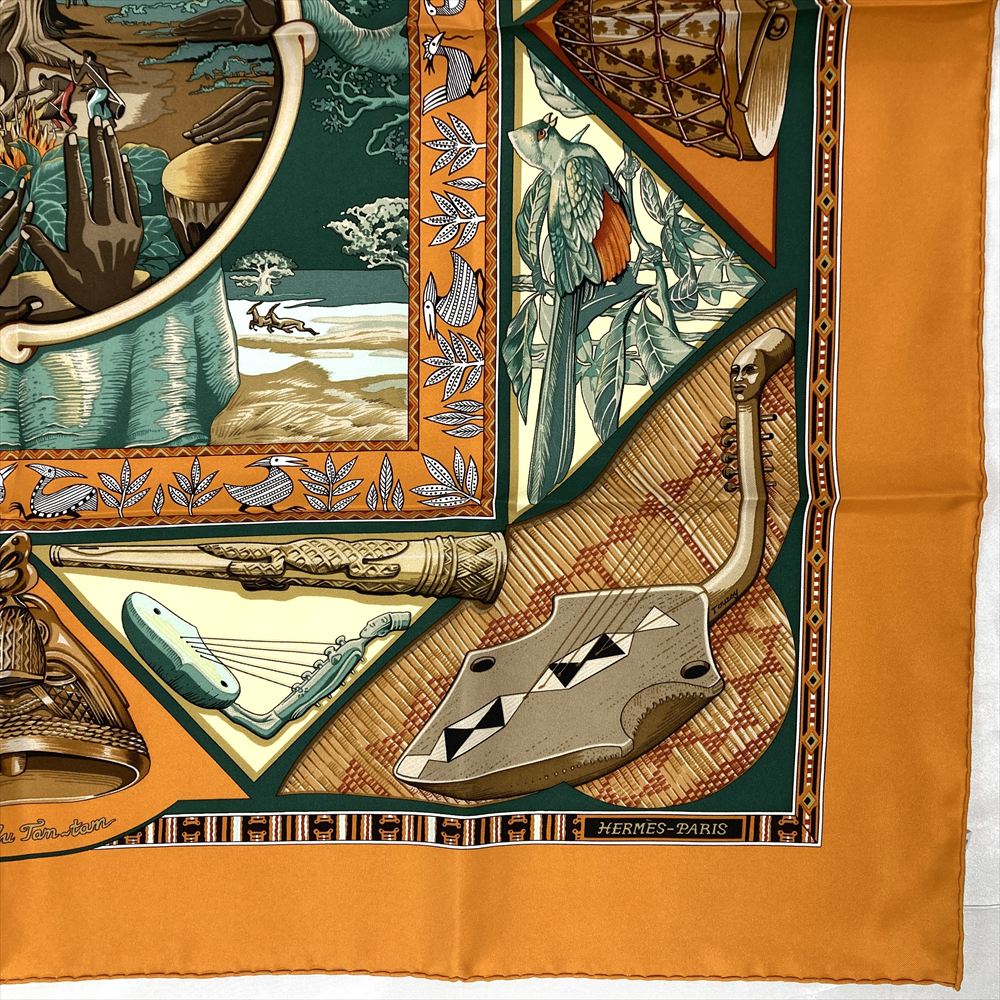 エルメス HERMES カレ90 Au son du Tam-Tam スカーフ シルク