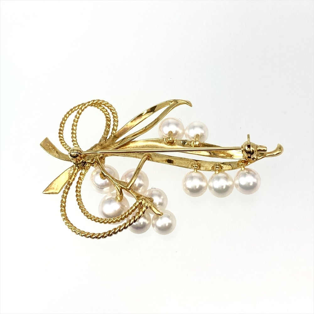 ミキモト MIKIMOTO パール ブローチ 真珠 K18YG 11.9g イエロー