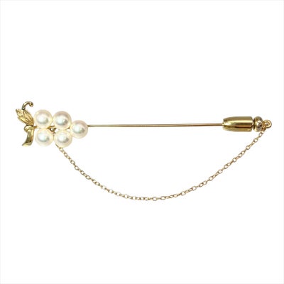 ミキモト MIKIMOTO パール 約5.8mm ピン ブローチ K14YG 4.6g 