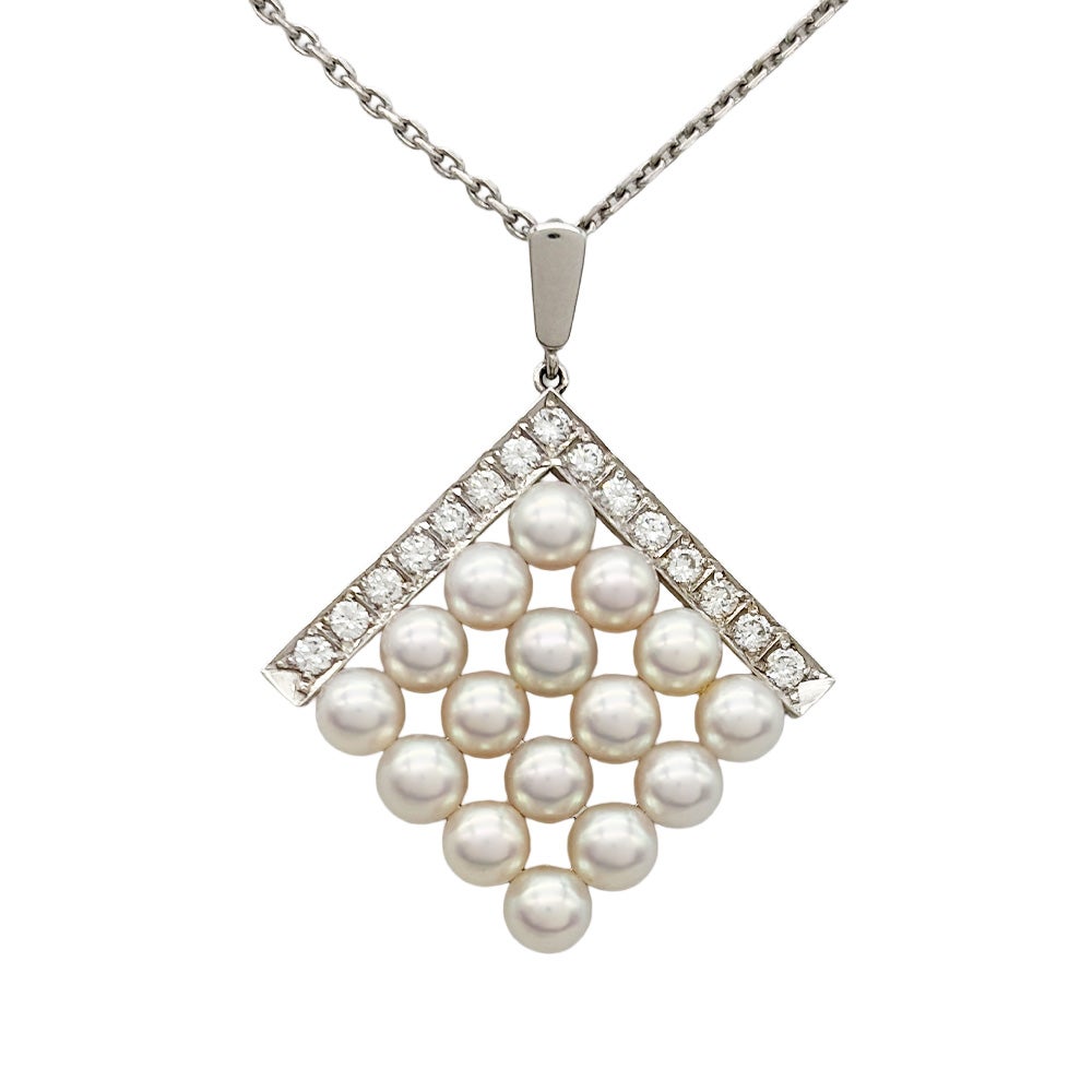 ミキモト MIKIMOTO パール リボン デザイン ネックレス K18 3.4g 真珠