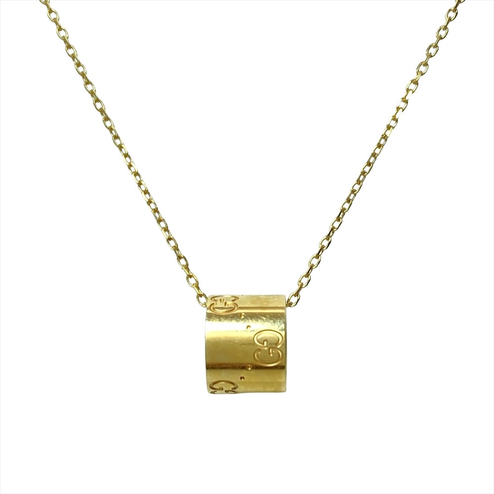 グッチ GUCCI GGロゴ アイコンリング ネックレス K18YG 7.7g イエロー